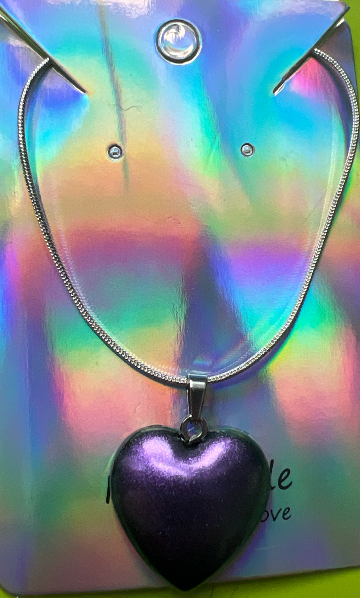 Purple metallic necklace heart