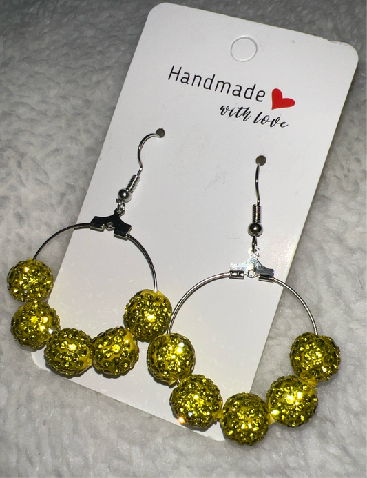 Sparkle beaded hoops (yellow)