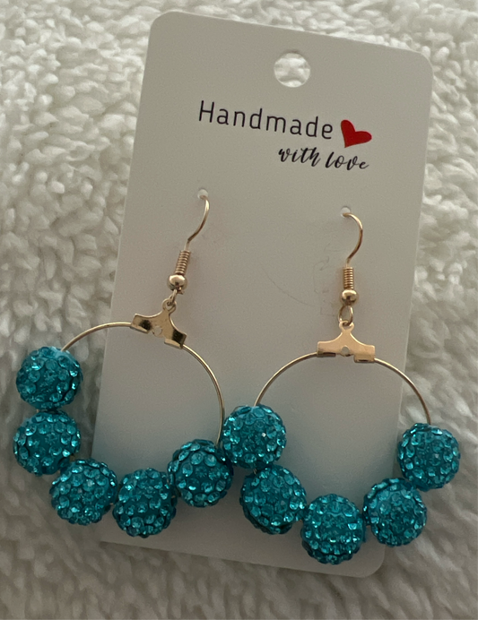 Beaded sparkle hoops (turquoise)