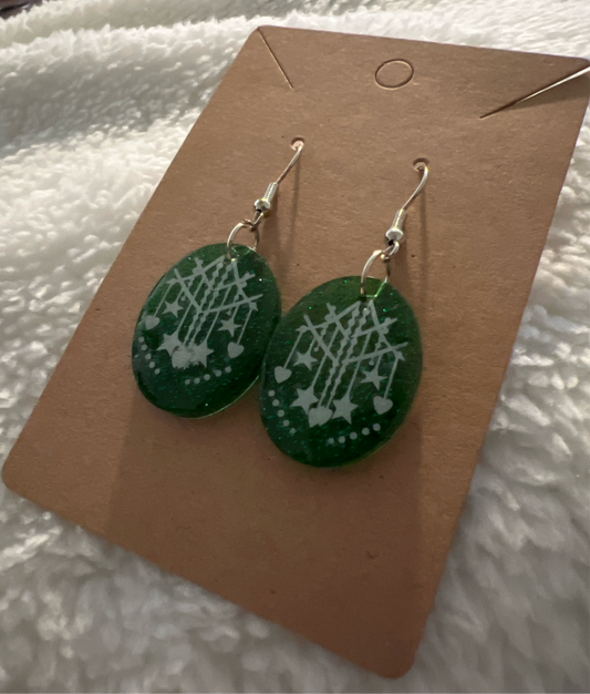 Green Christmas earrings