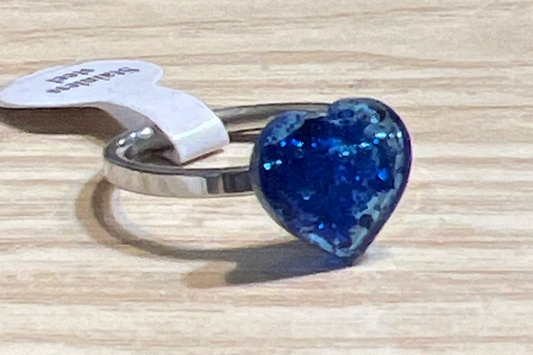 Small navy blue heart stainless steel